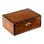 A Victorian pollard oak jewel box, the fitted interior with lift-out tray and Bramah lock,