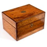 A Victorian walnut dressing case, the interior fitted various plated,