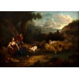 After Nicolaes Berchem (Dutch 1620-1683)/Shepherd and Shepherdess/beneath a tree with dog and