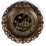 A Victorian papier-mâché plate by Lane, Birmingham,