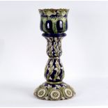 An Edwardian Orchid pattern majolica jardinière on a matched stand, total height 68.