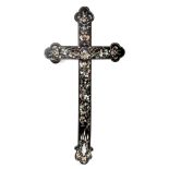 A Victorian mother-of-pearl inlaid cross,