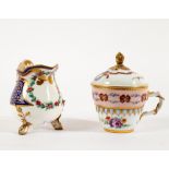 A 18th Century Meissen (Marcolini) covered cup decorated with ribbon tied floral swags above