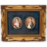 19th Century French School/Napoleon and Josephine/a pair of portrait miniatures framed as one/one