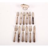 Six pairs of Chinese export silver fish knives and forks, HW 90,