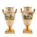 A pair of Chamberlain's Worcester porcelain two-handled vases,