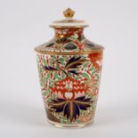 A Chamberlain's Worcester Imari pattern cylindrical bough pot and cover, circa 1815, iron red marks,