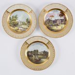 Three Chamberlains Worcester plates painted grand houses, The Rye House,