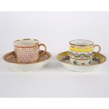 Two English porcelain coffee cans and saucers, circa 1810, probably Derby,