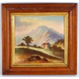 A porcelain plaque, decorated a highland landscape in enamels, Ben Lomond, indistinctly signed,