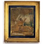 A needlework picture, circa 1800, depicting Jason and the Golden Fleece, in a gilt frame, 33cm x 25.