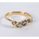 A diamond five-stone ring of modern design,