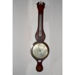 A mahogany and shell inlaid banjo barometer, the dial signed G Broggi,