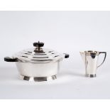 An Art Deco plated tureen with stepped cover and base,