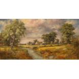 C Bendelack (20th Century)/Country Landscape with Farm by a Stream/signed and dated 1977 lower