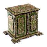 A Victorian papier-mâché and shell inlaid jewel chest,