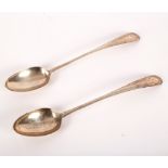 Two Irish silver basting spoons, John Pittar, Dublin 1778 and 1780,