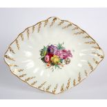 A Derby lobed lozenge dish, circa 1800, painted with flowers by William Billingsley,
