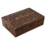 An Anglo-Indian sandalwood work box of sarcophagus shape,