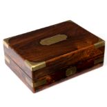 A Victorian rosewood and brass bound dressing case, with countersunk handle to the top, Edwards,