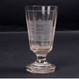 A Bohemian clear glass octagonal goblet, circa 1860,