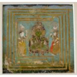 Mughal School/Miniature painting of a Deity with Attendants/mixed media,