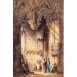 Pippet (19th Century)/Ghent Cathedral Interior/signed and inscribed/watercolour,