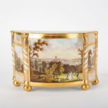A Chamberlains D-shaped bough pot painted with views of Malvern,