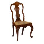 A George I walnut single chair with splat back,