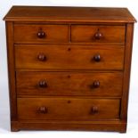 A Victorian mahogany chest of three long and two short drawers,
