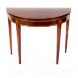 A George III mahogany and satinwood crossbanded card table,