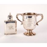 A Queen Anne style silver tea caddy, TB, London 1895, italic initials to side,