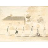 19th Century English School/Mama's Wedding Old Brampton 1847/pencil and watercolour,