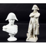 A Continental biscuit porcelain figure of Napoleon, impressed mark beneath,