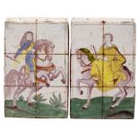 A pair of Dutch Delft tile tableaux, 19th Century, depicting William IV Prince of Orange and Anne,