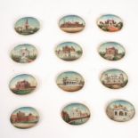 19th Century Company School/A collection of twelve painted ivory miniatures/depicting Mughal and