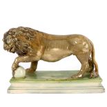 A Staffordshire pottery Wood type model of a Medici lion, circa 1780,