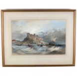 George Balmer (British 1806-1846)/Bamburgh Castle/watercolour and bodycolour, 35.