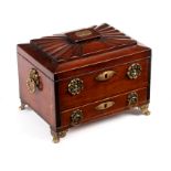 A Regency mahogany jewel box of sarcophagus shape,