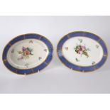 A pair of Spode porcelain oval serving dishes, circa 1810, painted to centre with flowers,