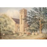 19th Century Continental School/Study of a Church and Lakeside View/watercolours,