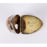 A mid 18th Century silver and cowrie shell box,