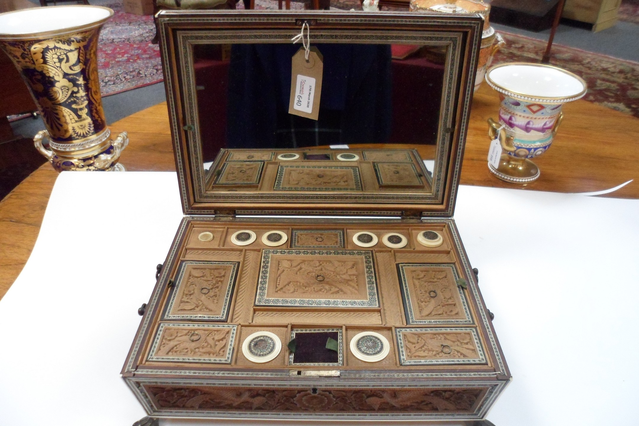 A 19th Century Anglo-Indian sadeli work and sandalwood work box, Vizagapatam circa 1820, - Image 4 of 12