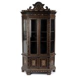 A 19th Century Goanese hardwood display cabinet inlaid with bone certosina decoration,