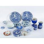 Sundry ceramics to include a pair of blue printed Staffordshire pearlware plates,