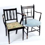 An ebonised armchair, Morris & Co.