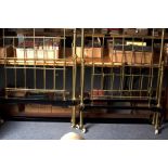 A pair of late 19th Century brass rail back single beds with turned finials