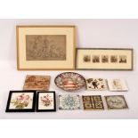 An interesting group of watercolours and Minton tiles decorated by members of the Kirkby family,