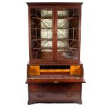 A George III mahogany secretaire bookcase, circa 1780,