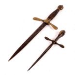 A parrying dagger with ball finial and steel blade,